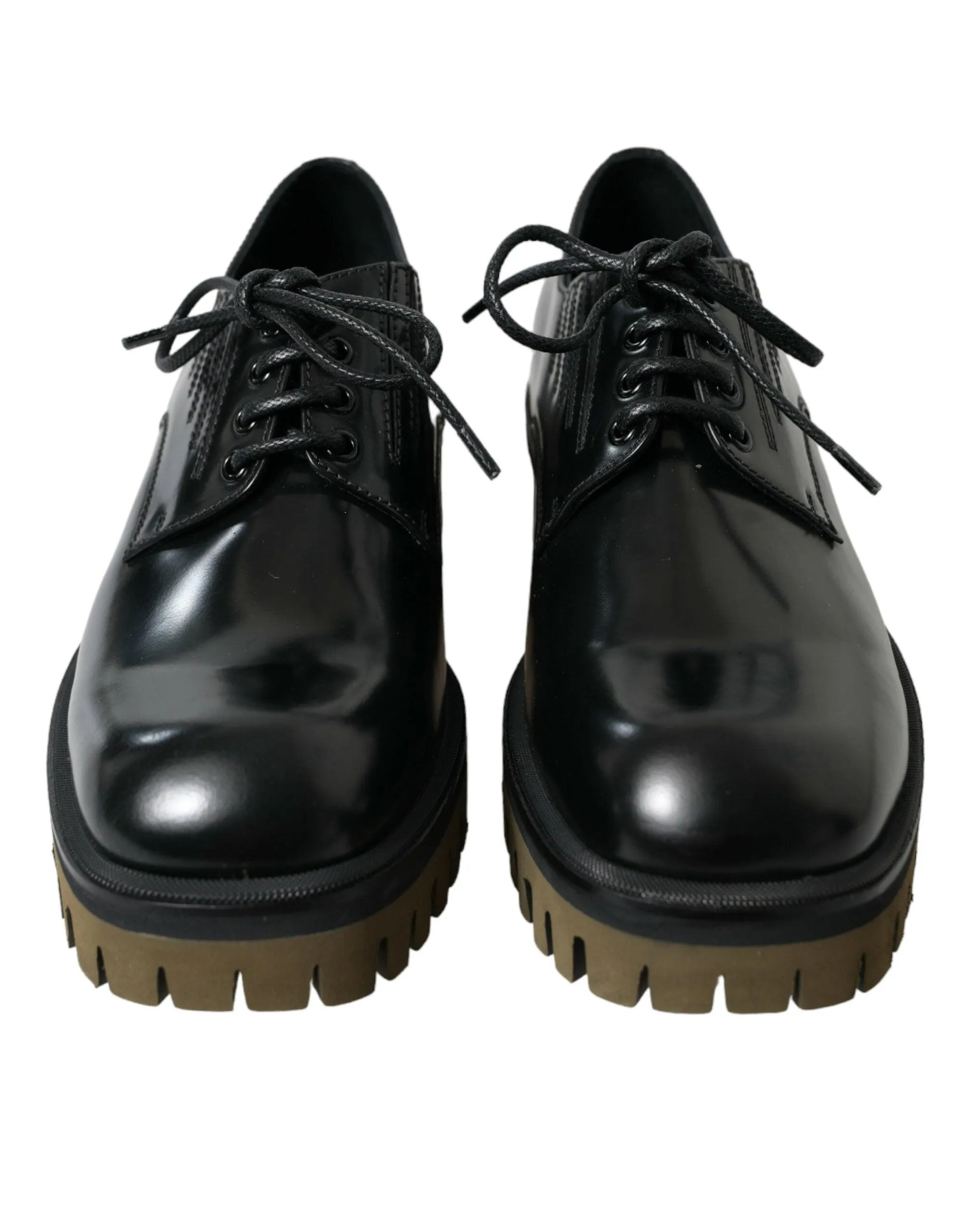 Dolce & Gabbana Black Leather Lace Up Derby Men Dress Shoes