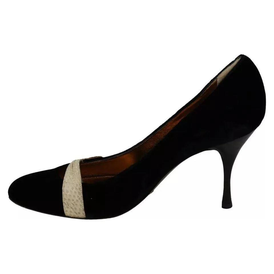 Dolce & Gabbana Black Velvet Ayers High Heels Pumps Shoes