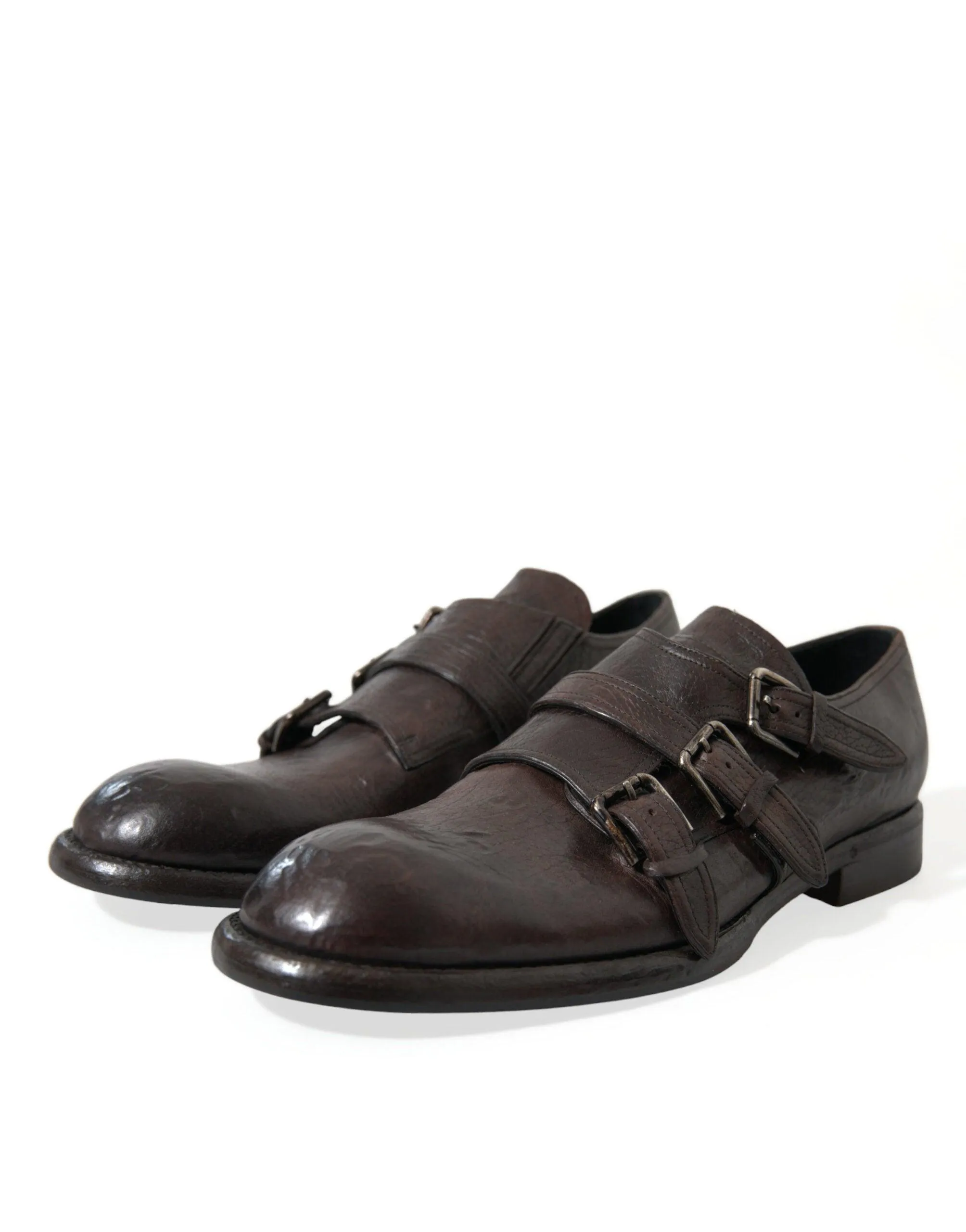 Dolce & Gabbana Brown Leather Strap Formal Dress Shoes