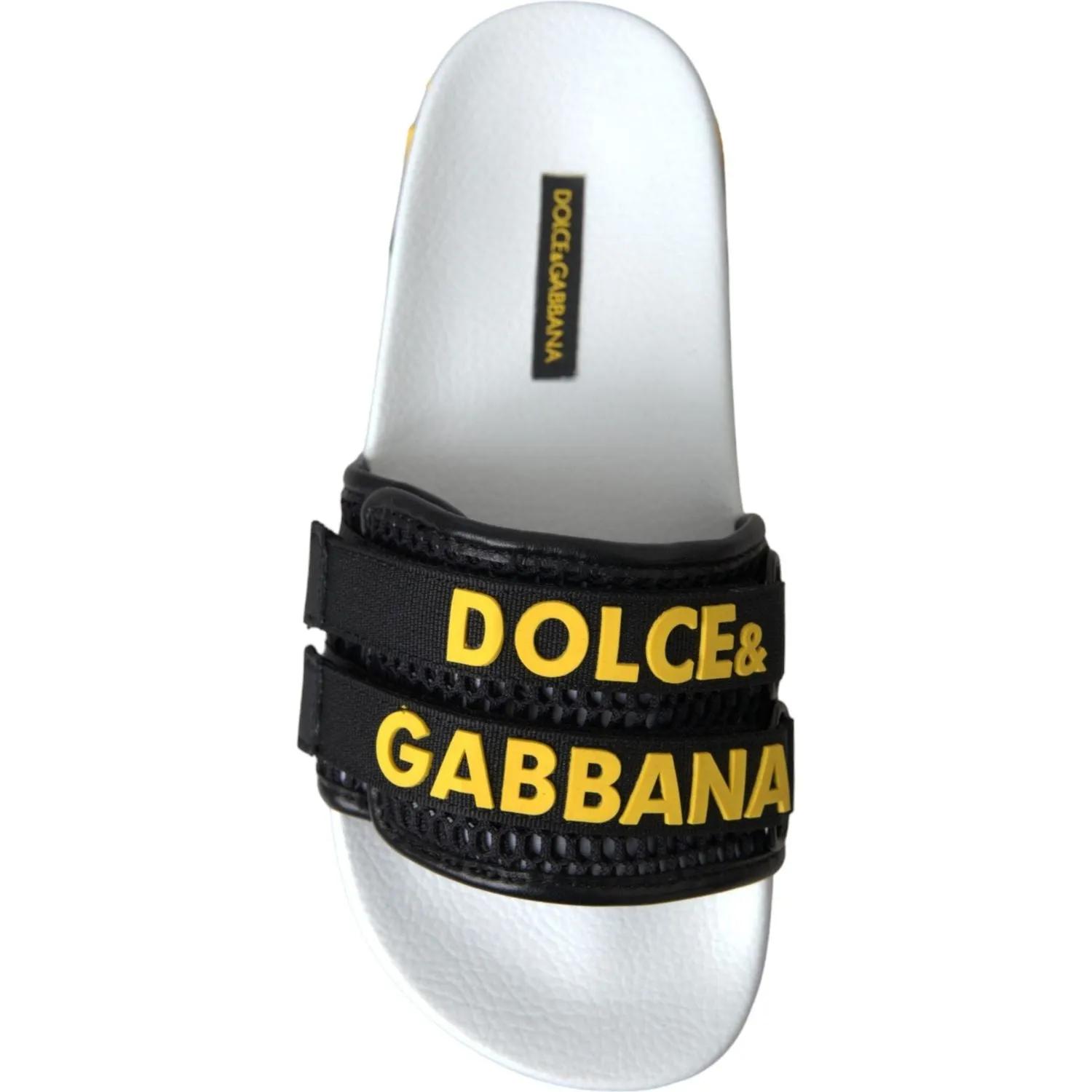 Dolce & Gabbana White Black Logo Beachwear Flats Sandals Shoes