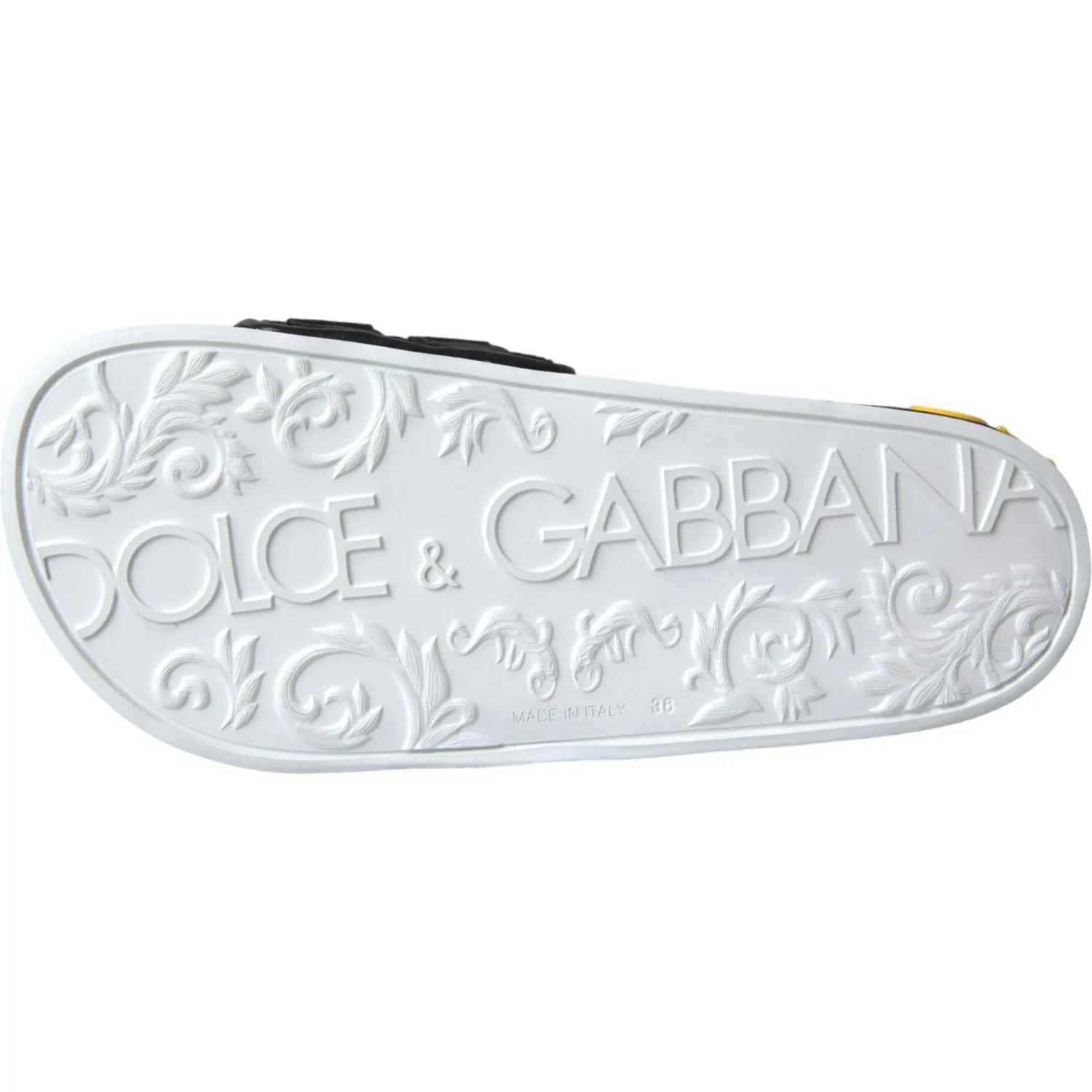 Dolce & Gabbana White Black Logo Beachwear Flats Sandals Shoes