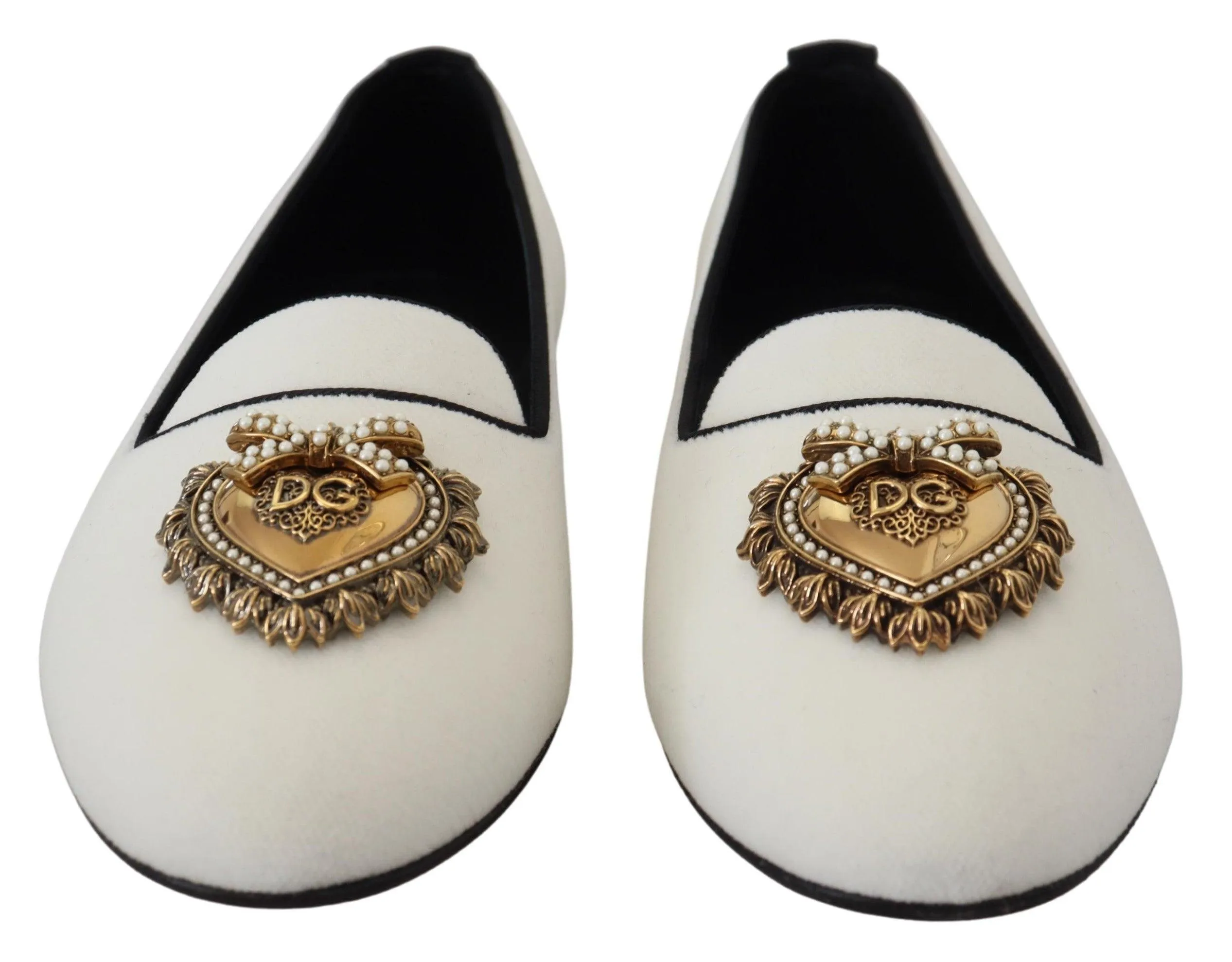 Dolce & Gabbana White Velvet Slip Ons Loafers Flats Shoes