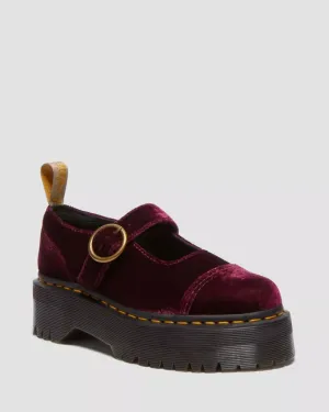 Dr. Martens Vegan Addina Mary Jane Shoe - Cherry Red Velvet