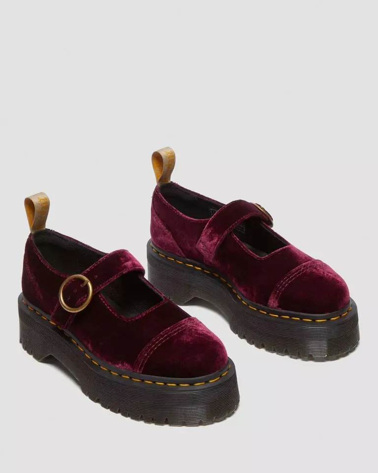 Dr. Martens Vegan Addina Mary Jane Shoe - Cherry Red Velvet