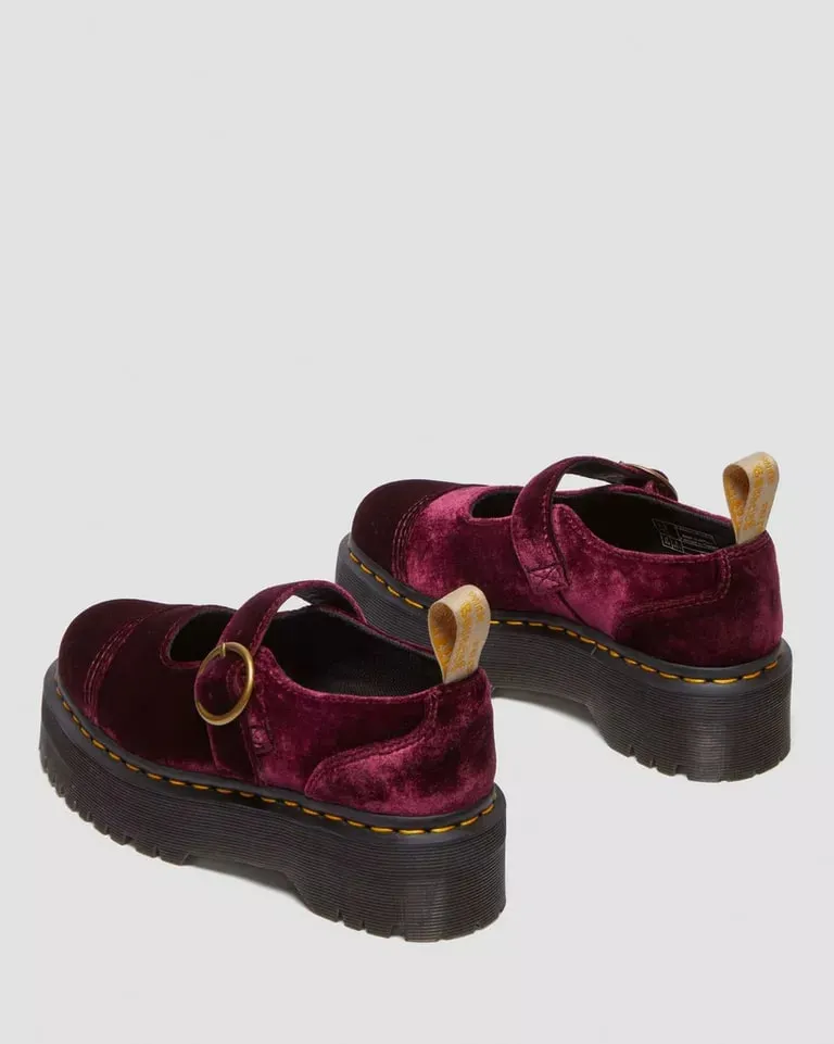 Dr. Martens Vegan Addina Mary Jane Shoe - Cherry Red Velvet