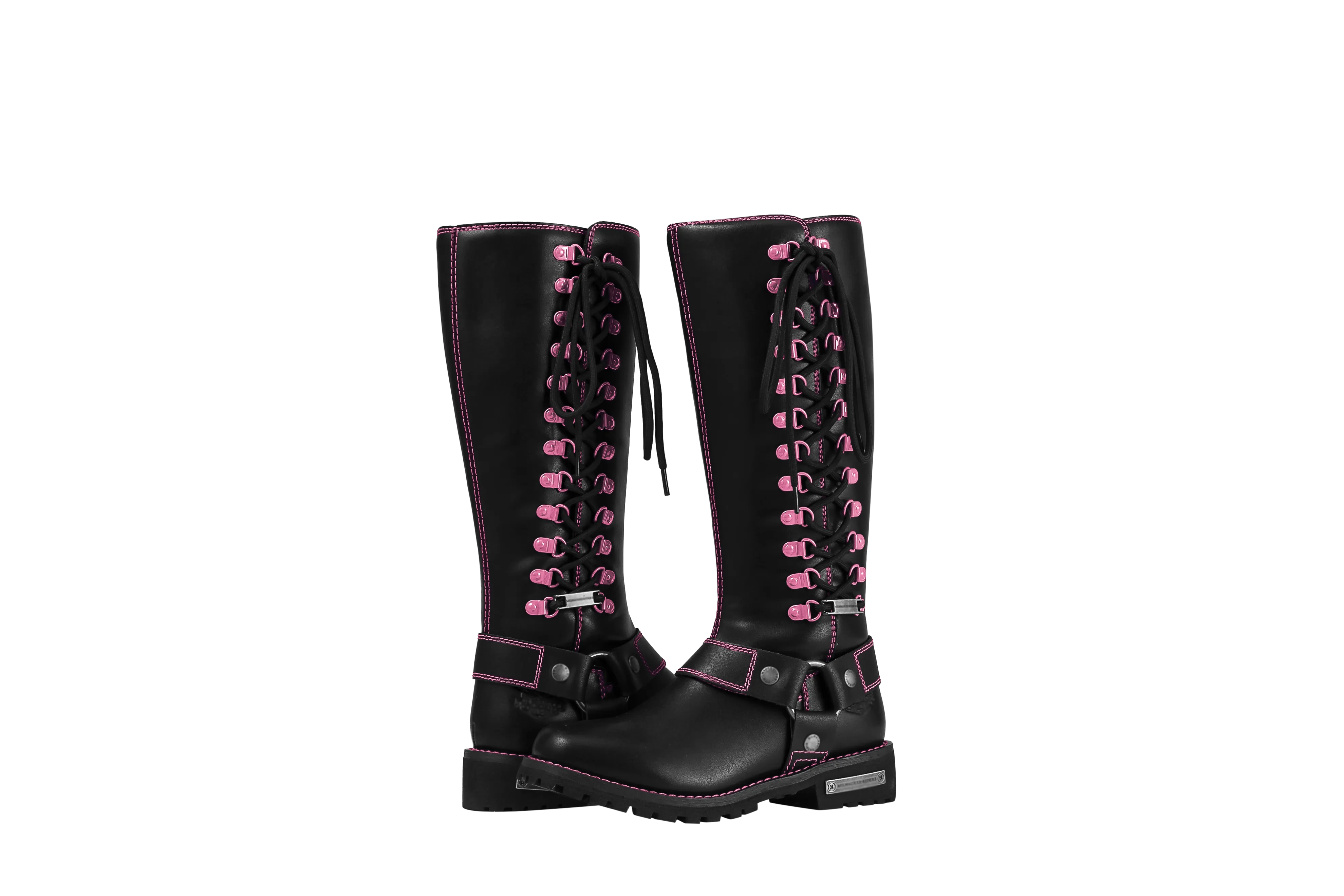 Dream Apparel® Women Biker Long Boots with Pink Laces