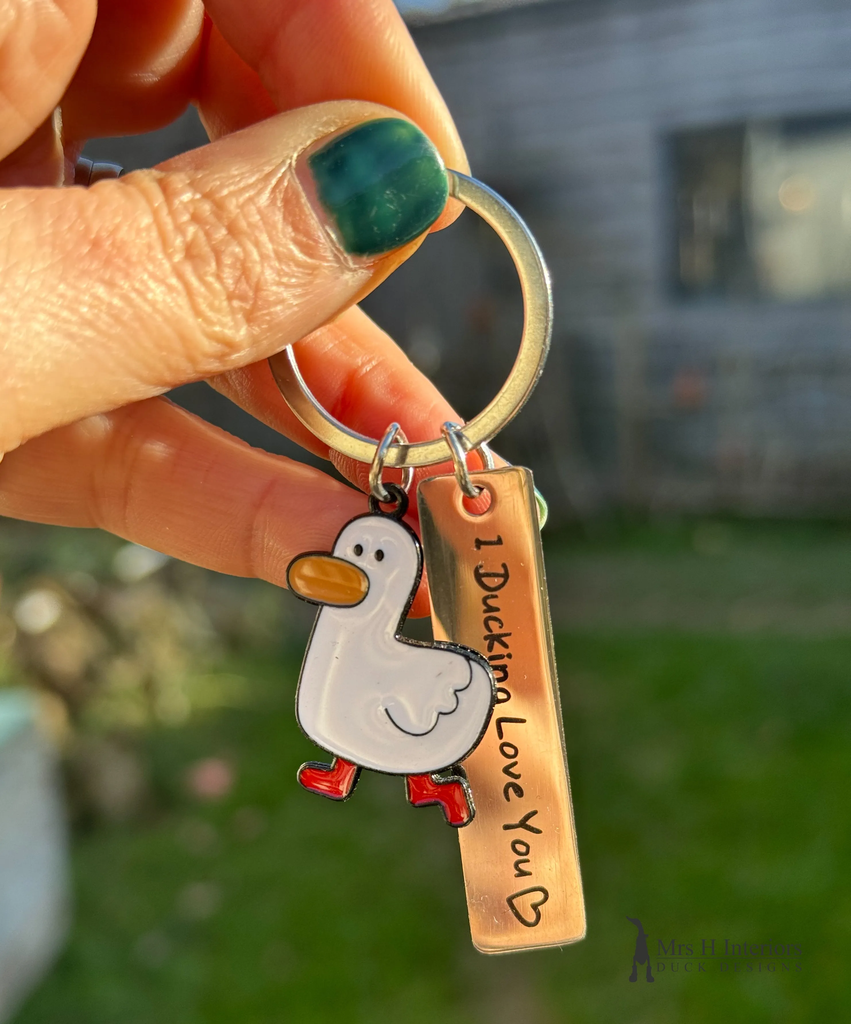 Ducking love you metal key ring.