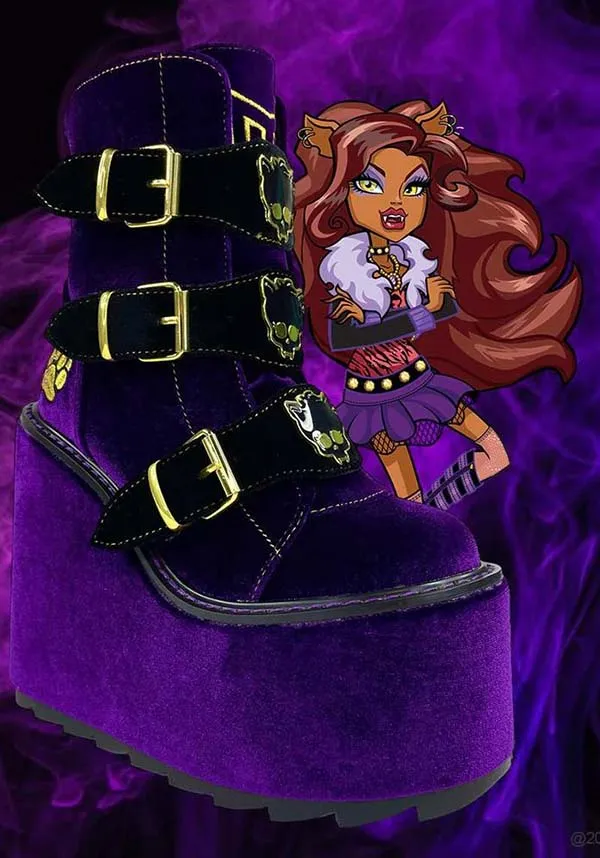 Dune Lo Clawdeen [Purple Velvet] | PLATFORM BOOTS*