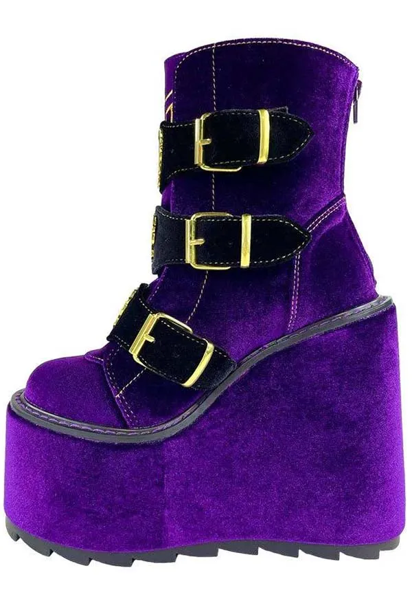 Dune Lo Clawdeen [Purple Velvet] | PLATFORM BOOTS*