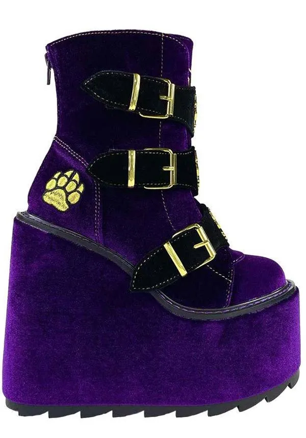 Dune Lo Clawdeen [Purple Velvet] | PLATFORM BOOTS*