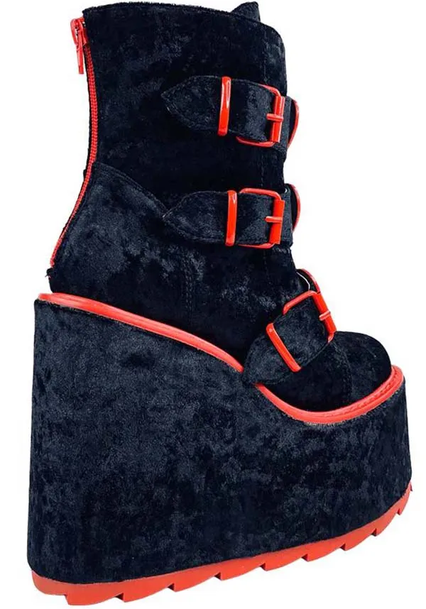 Dune Lo Hearts [Black/Red] | PLATFORM BOOTS**