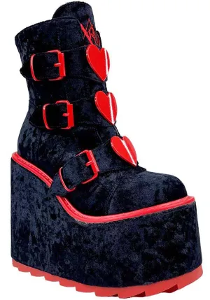 Dune Lo Hearts [Black/Red] | PLATFORM BOOTS**