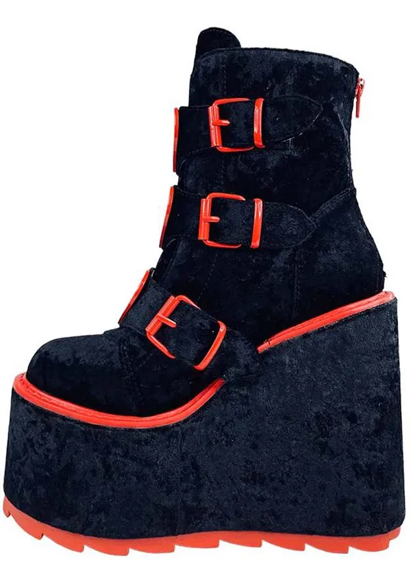 Dune Lo Hearts [Black/Red] | PLATFORM BOOTS**