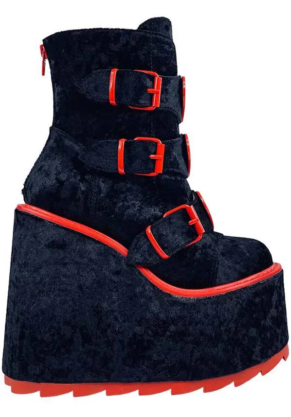 Dune Lo Hearts [Black/Red] | PLATFORM BOOTS**