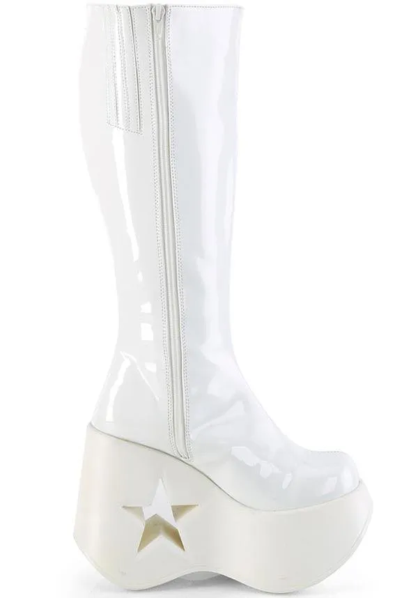 DYNAMITE-218 [White Pat] | PLATFORM BOOTS [PREORDER]