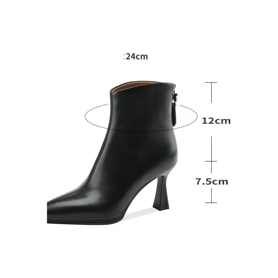 Elegant Cow Leather Pointed High-Heel Boots