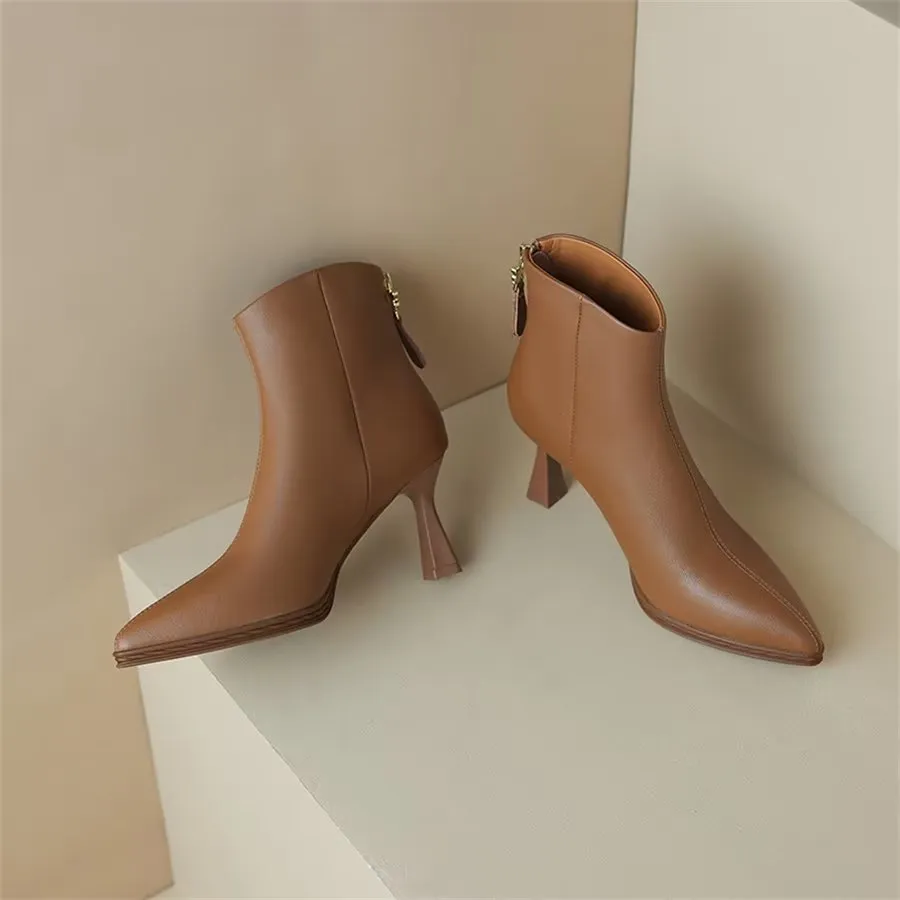 Elegant Cow Leather Pointed High-Heel Boots