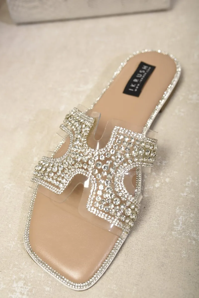 Embellished Cut Out Strap Flat Sandals