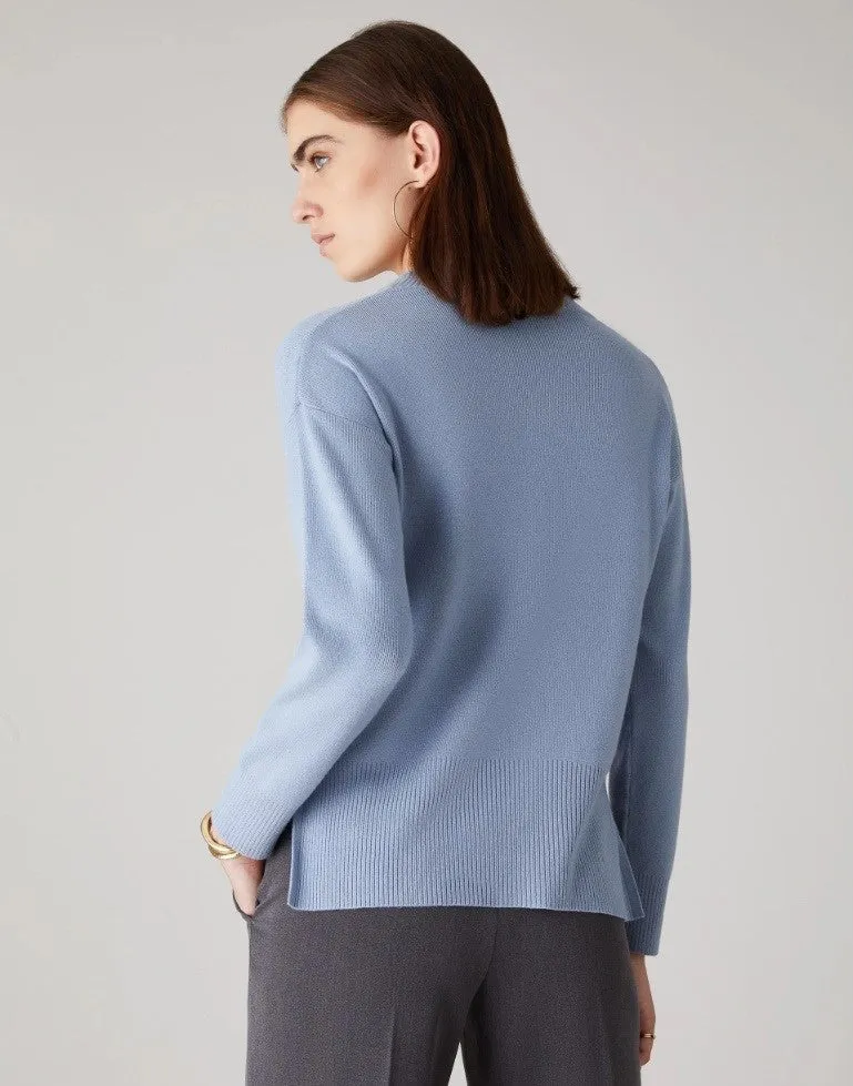 Emme Agnelli Crew Neck Knit Sweater Sky Blue