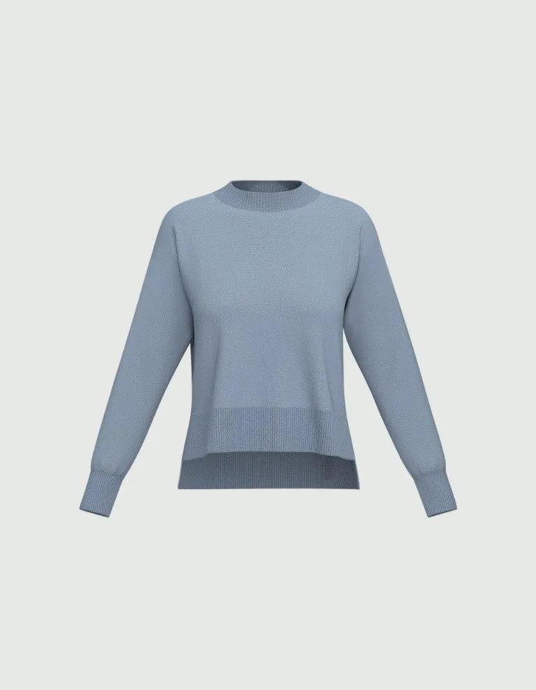 Emme Agnelli Crew Neck Knit Sweater Sky Blue