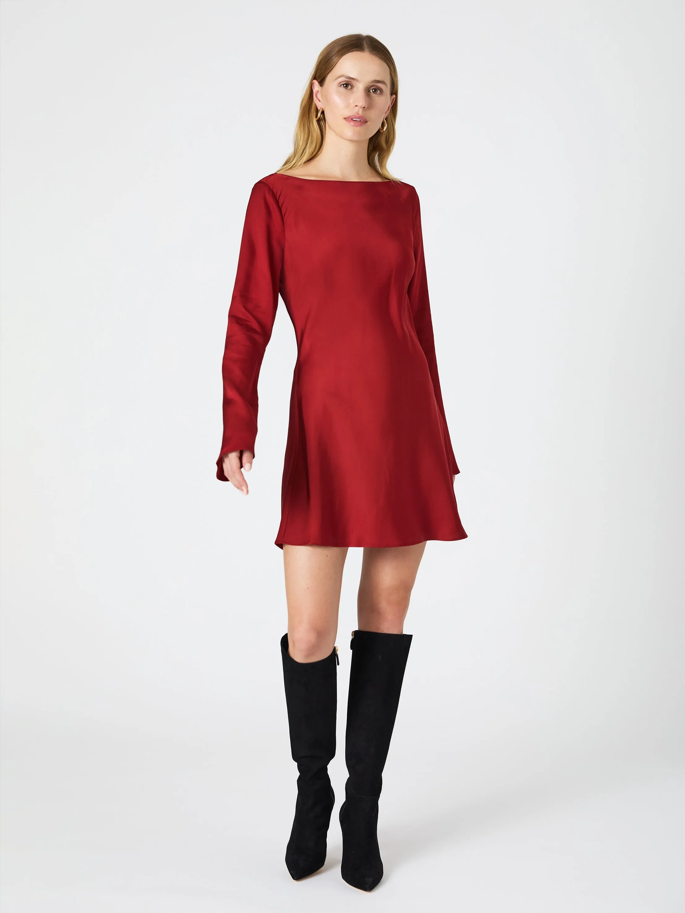 Ennis Satin Longsleeve Mini Dress