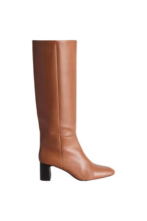 Erica Knee High Leather Boots Tan Leather