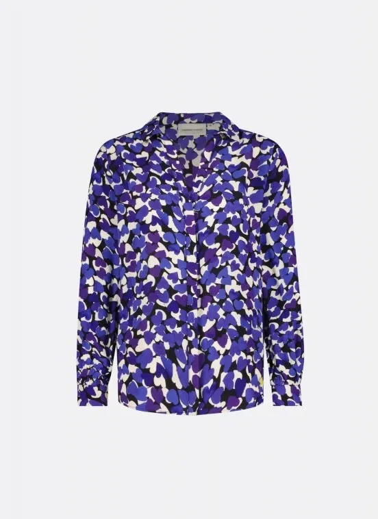 Fabienne Chapot Liv Blouse Black Poppy Purple Print