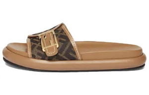 Fendi Baguette Wide Stripe Flat Slides