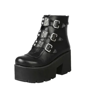 Funki Buys | Boots | Women's Gothic Platform Rivet Ankle Boots