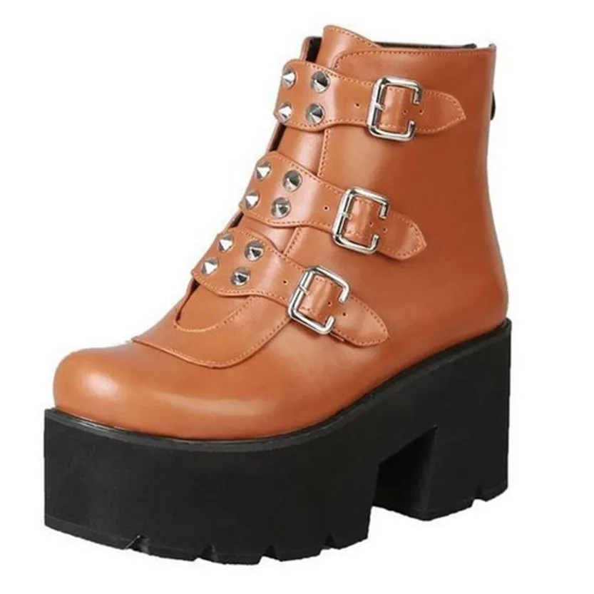 Funki Buys | Boots | Women's Gothic Platform Rivet Ankle Boots