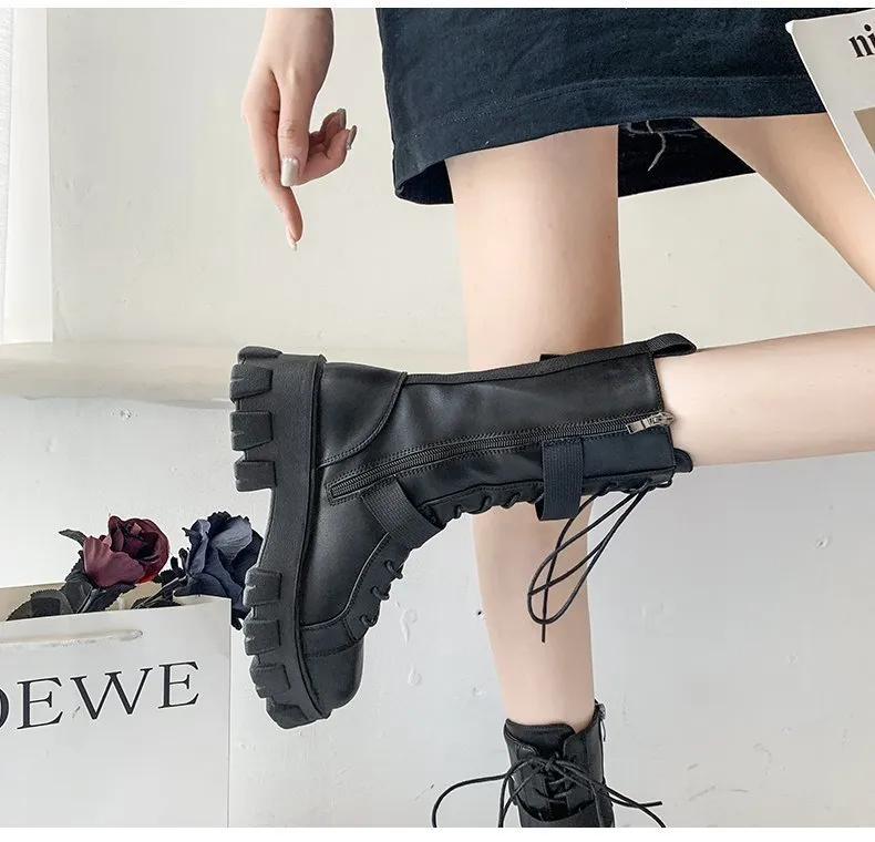 Funki Buys | Boots | Women's Lace-Up Combat Boots Biker Boot