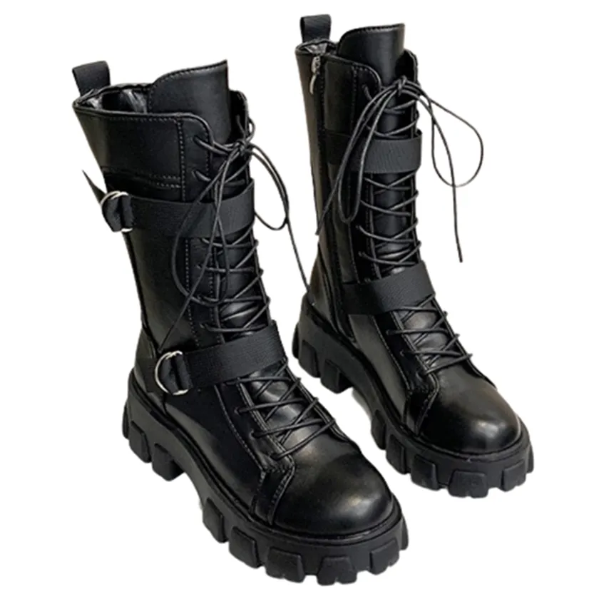 Funki Buys | Boots | Women's Lace-Up Combat Boots Biker Boot