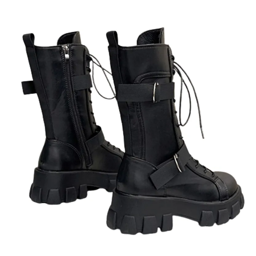 Funki Buys | Boots | Women's Lace-Up Combat Boots Biker Boot