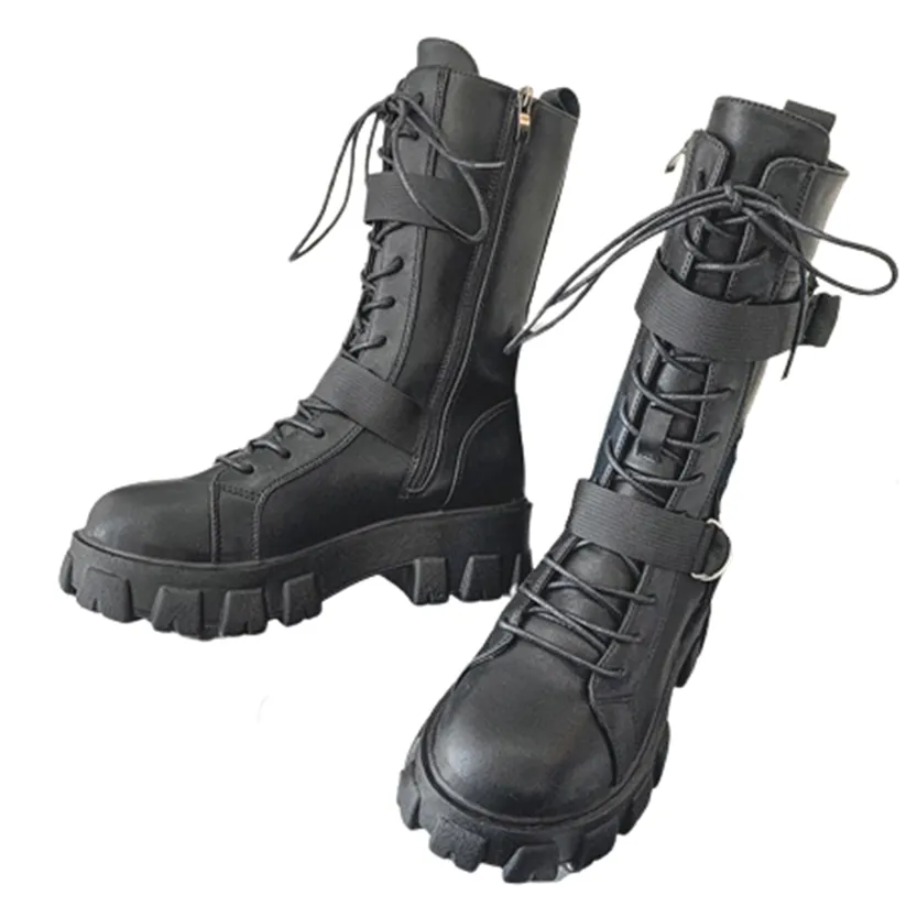 Funki Buys | Boots | Women's Lace-Up Combat Boots Biker Boot