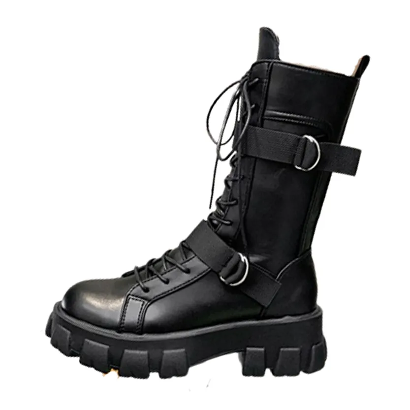 Funki Buys | Boots | Women's Lace-Up Combat Boots Biker Boot