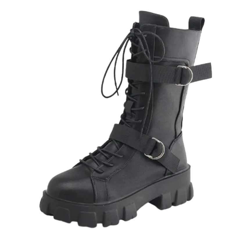 Funki Buys | Boots | Women's Lace-Up Combat Boots Biker Boot