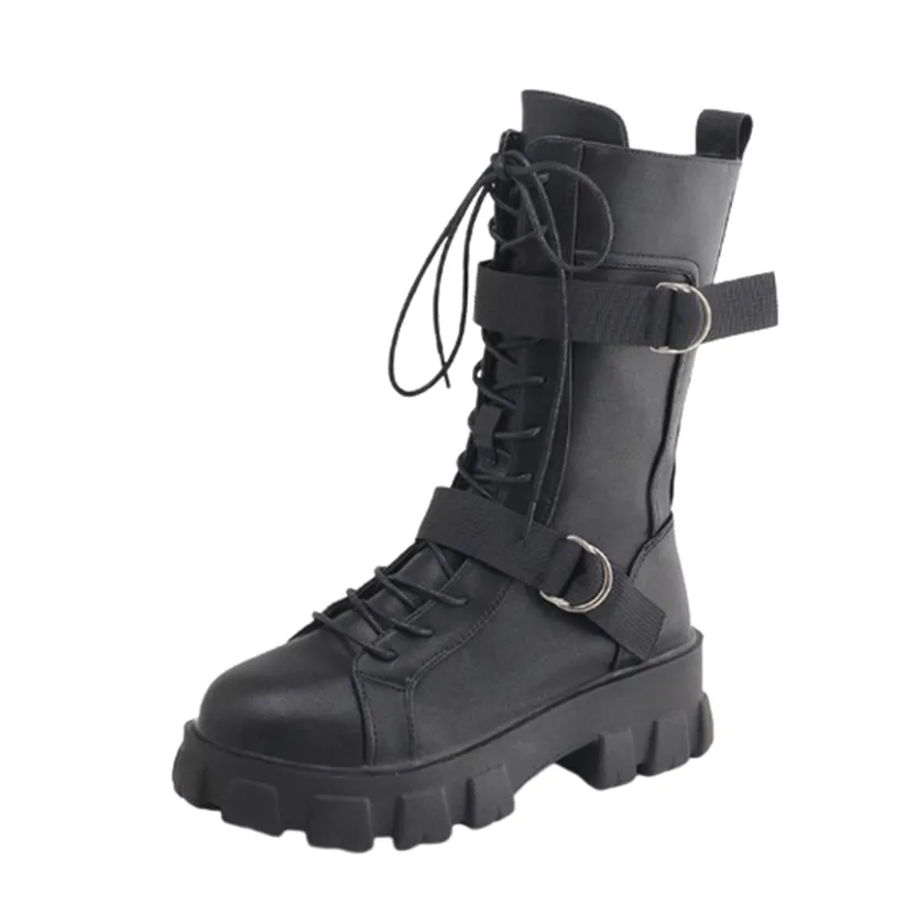 Funki Buys | Boots | Women's Lace-Up Combat Boots Biker Boot