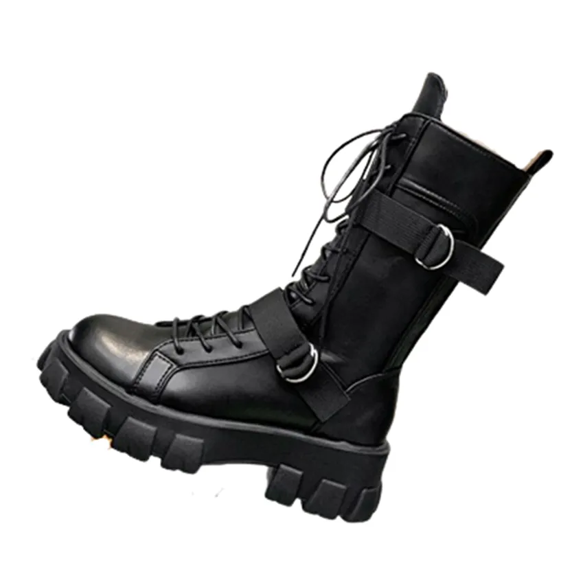 Funki Buys | Boots | Women's Lace-Up Combat Boots Biker Boot