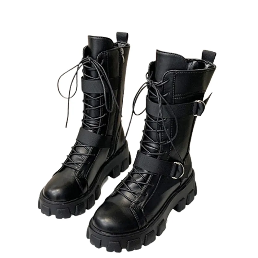 Funki Buys | Boots | Women's Lace-Up Combat Boots Biker Boot