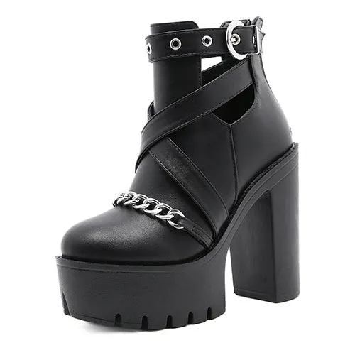 Funki Buys | Shoes | Women's Gothic Chain Link Platform Shoes