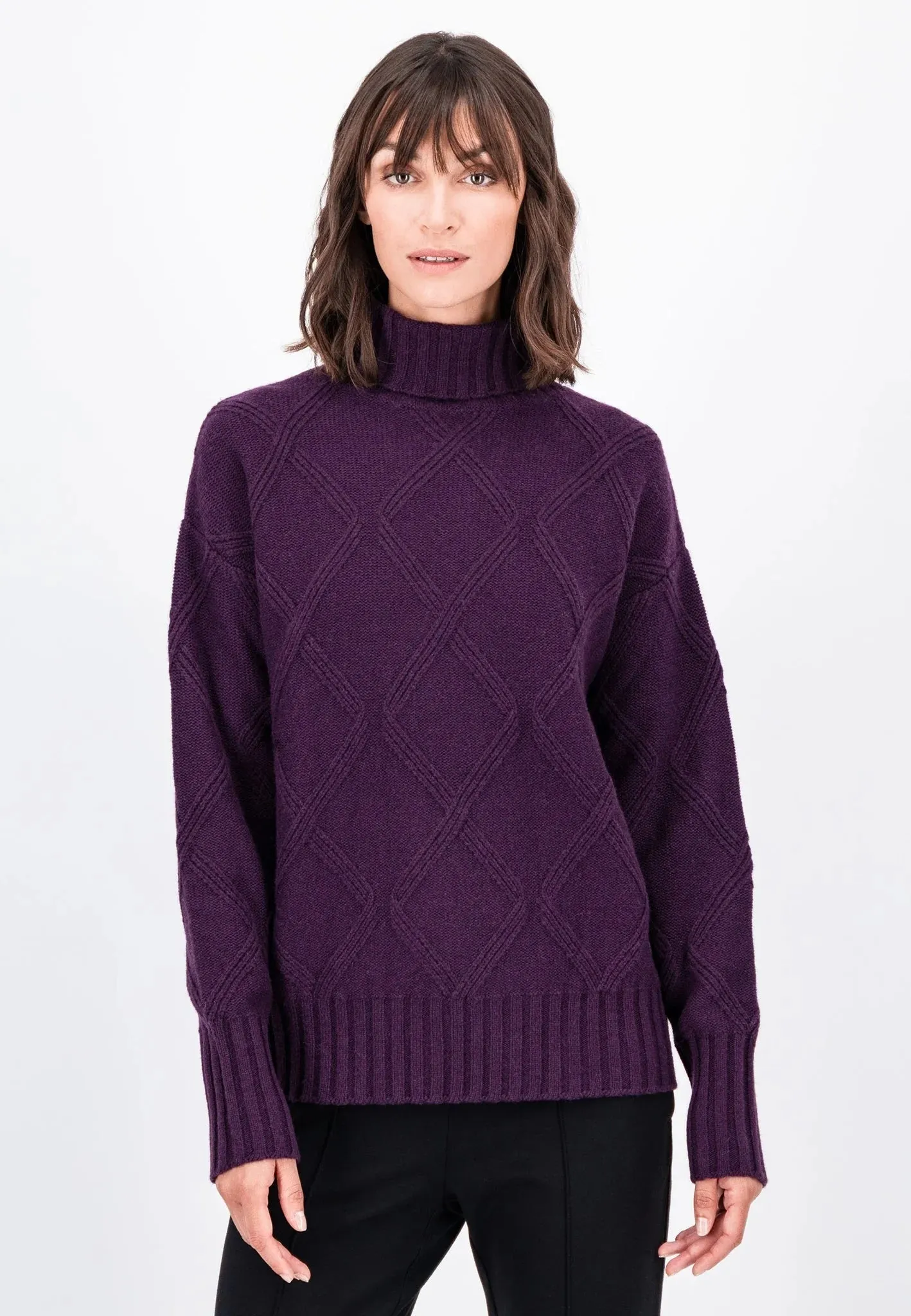 Fynch-Hatton Roll Neck Knit Sweater Plum