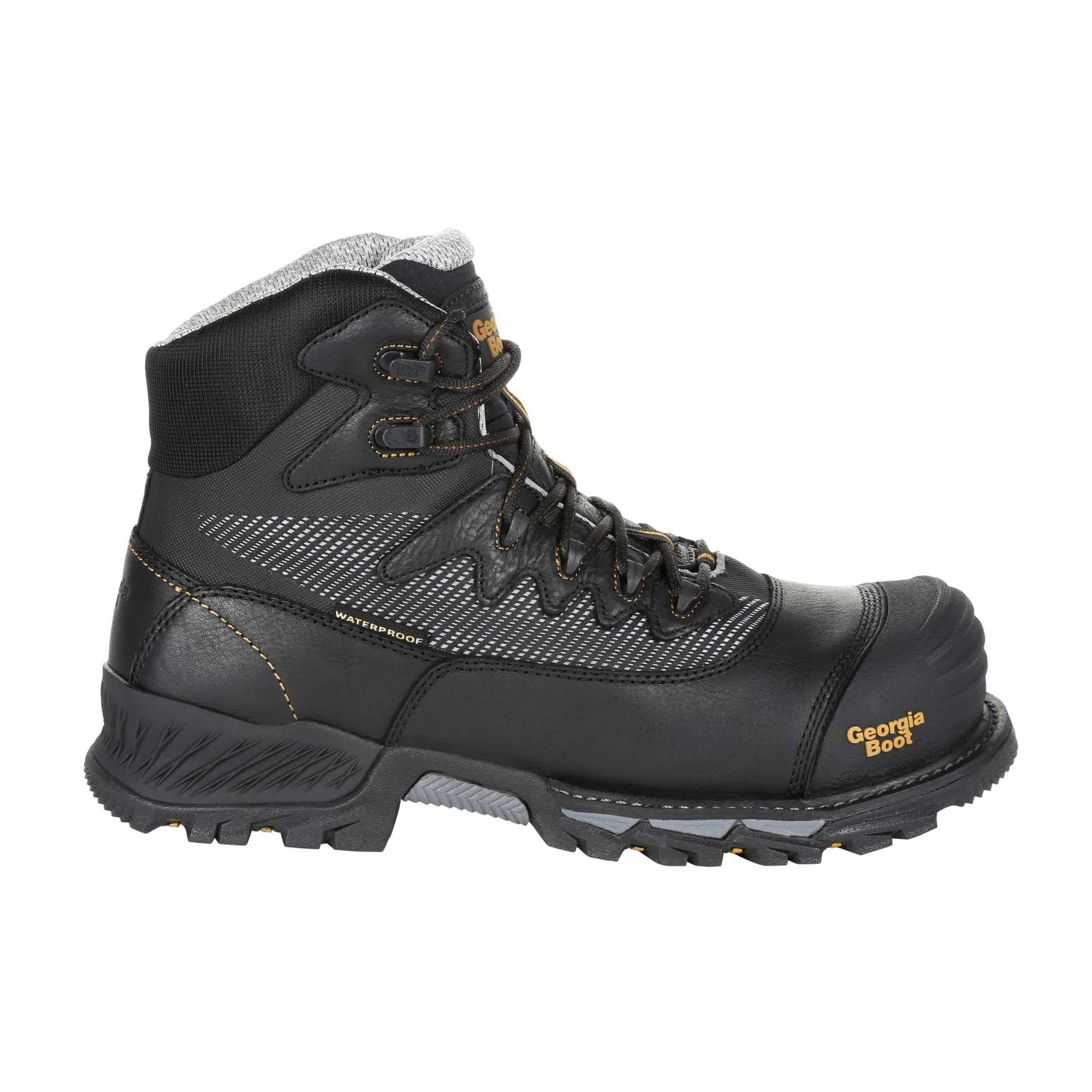 Georgia Mens Black Leather Rumbler CT WP Work Boots