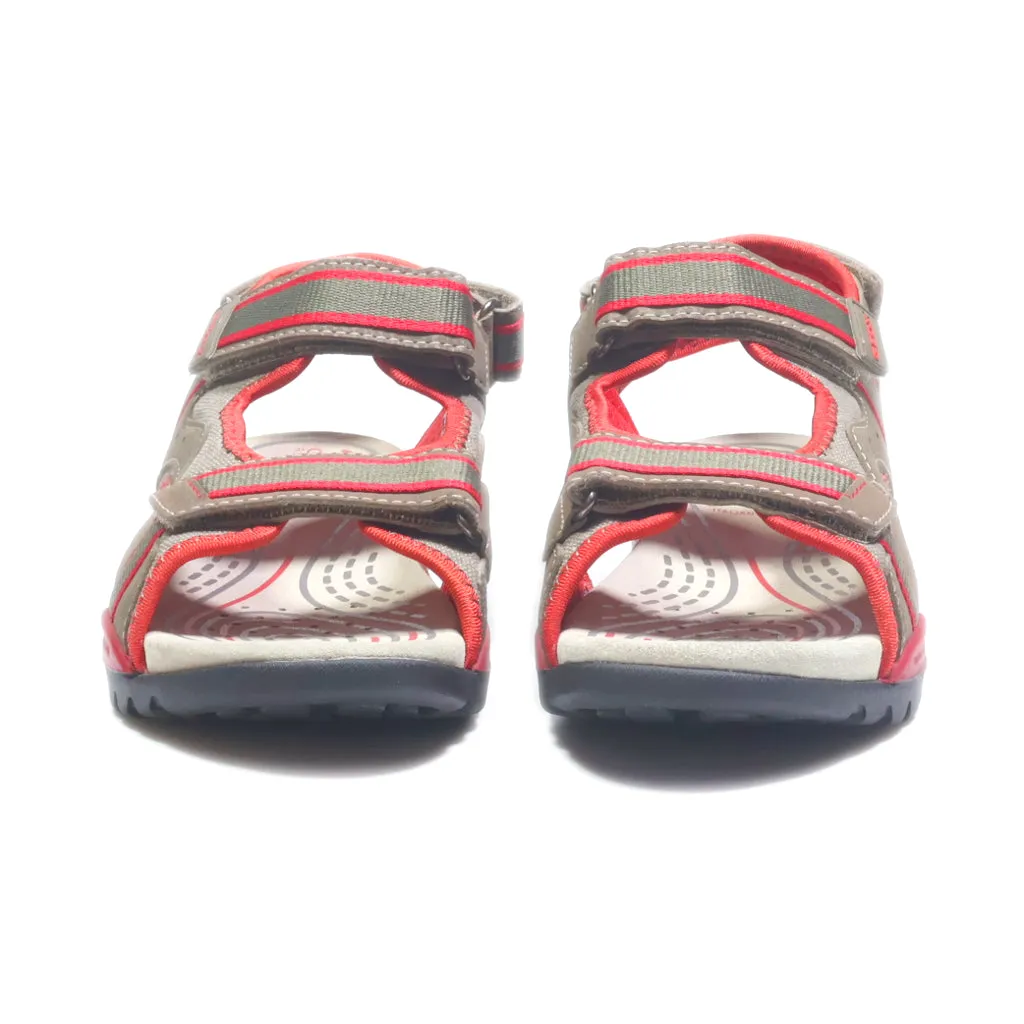 Geox Flat Sandals Fabric Brown Colour For Kids