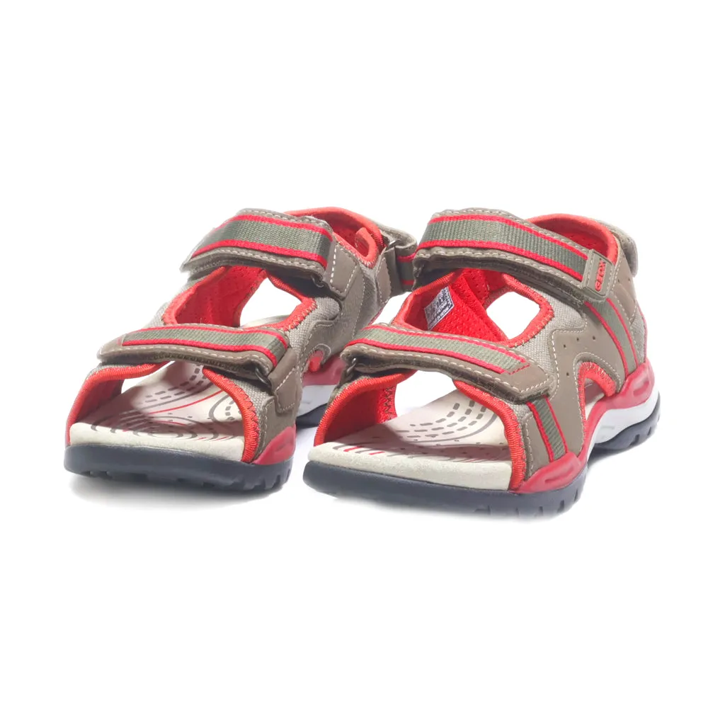 Geox Flat Sandals Fabric Brown Colour For Kids