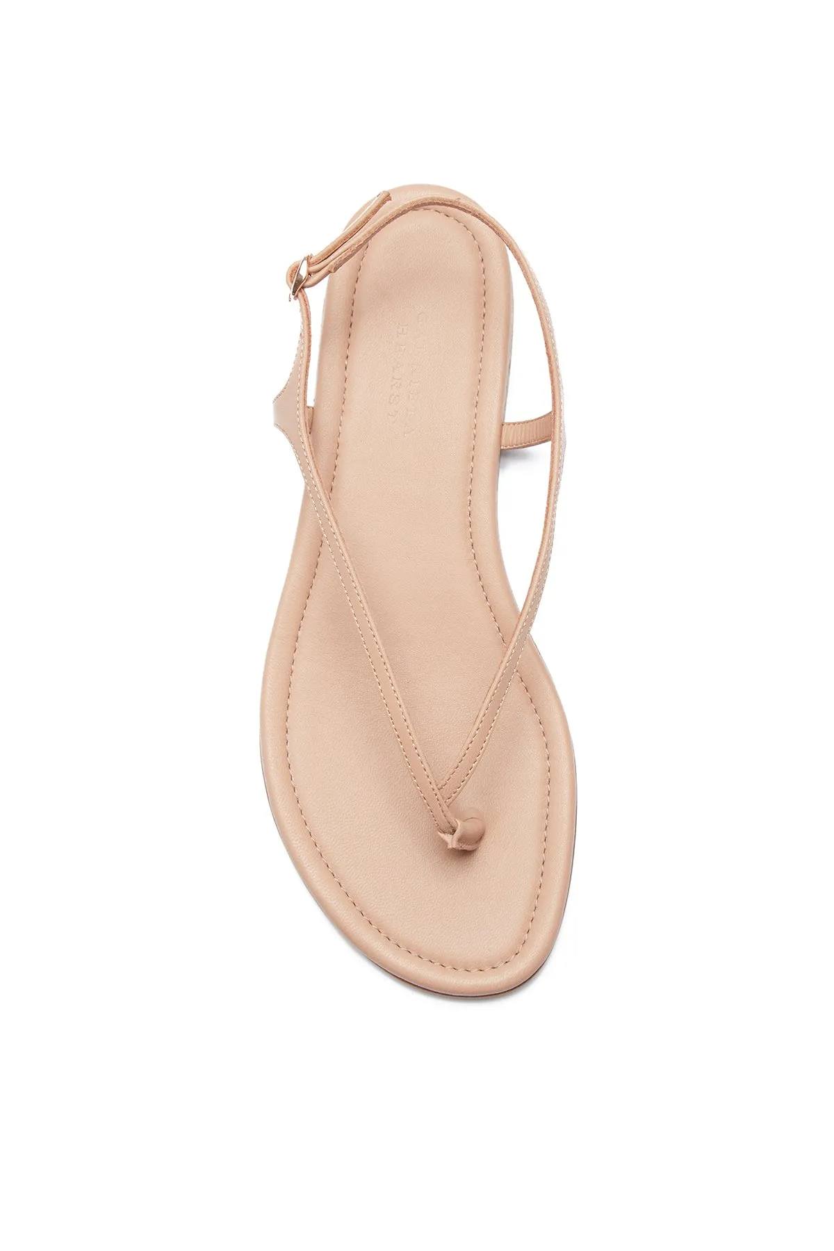 Gia Flat Sandal in Dark Camel Nappa Leather