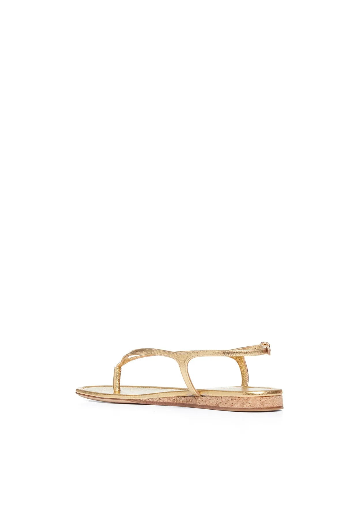 Gia Flat Sandal in Gold Metallic Nappa Leather