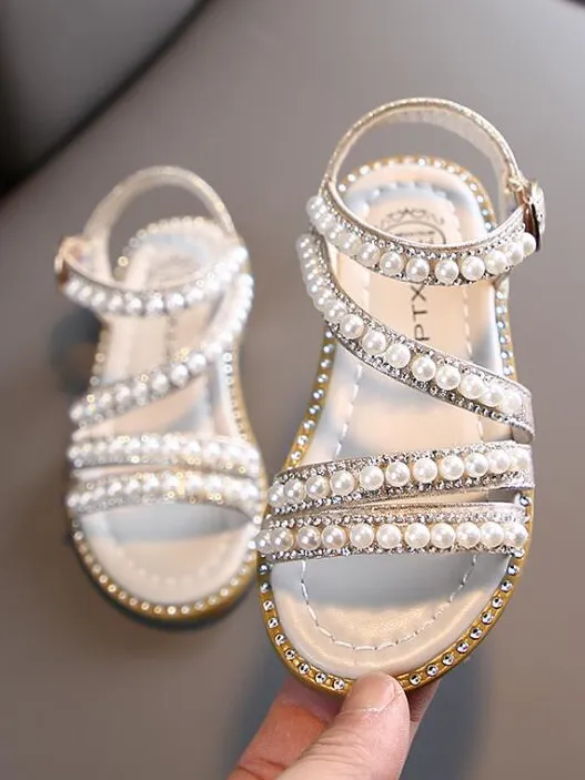 Girl Pearls and Glitter Sandals By Liv and Mia