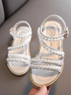 Girl Pearls and Glitter Sandals By Liv and Mia