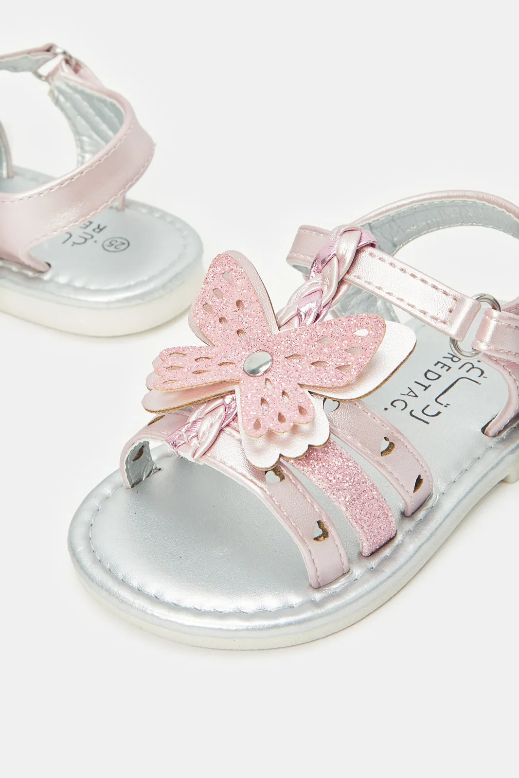 Girls Pink Butterfly Embellishment Sandal