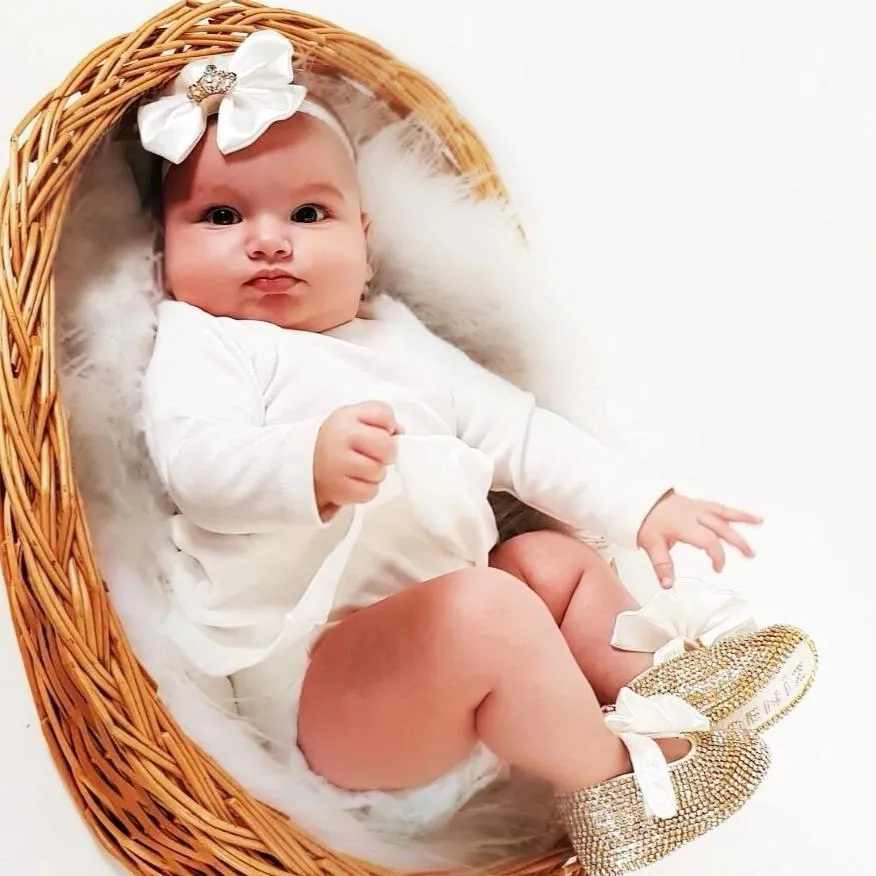 Gold Bling Baby Shoes and Headband - Crown